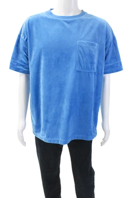 Madison Supply Mens Short Sleeve Crew Neck Velvet Tee Shirt Blue Size Medium - Image 1 of 4