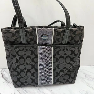 COACH Signature Python Stripe Tote Shoulder Canvas Handbag (H1360-F25706) - Picture 1 of 4