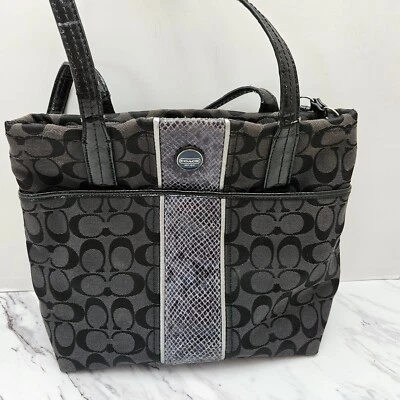 COACH Signature Python Stripe Tote Shoulder Canvas Handbag (H1360-F25706)  - Image 1 of 4
