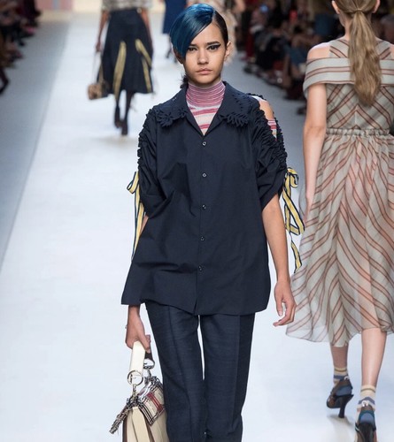 FENDI Camicia da donna blu navy blu navy a tracolla fredda manica a 3 4 taglia 40