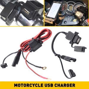 SAE to USB Cable 2.1A Adapter Motorcycle Waterproof USB Charger Kit Inline Fuse - Picture 1 of 12