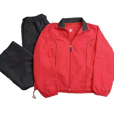 Terno de atletismo acolchoado preto vermelho Three Hearts novo com etiquetas jaqueta calça tamanho PXL Preppy Y2K  - Imagem 1 de 4