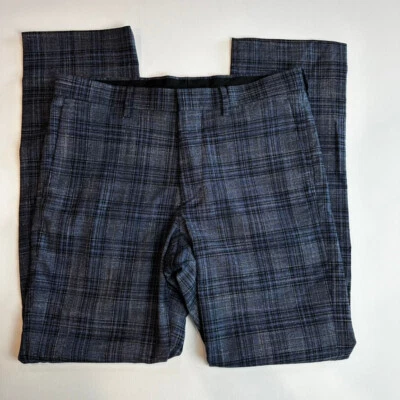 Murano Dress Pants Men 30 x 30 Alex Fit Navy Blue Plaid (31W x 29.5L Measured) - Image 1 of 4