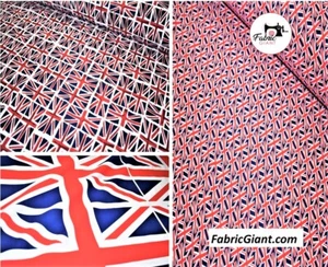 100% Cotton Fabric Union Jack Flags UK British 147cms Wide - Picture 1 of 14