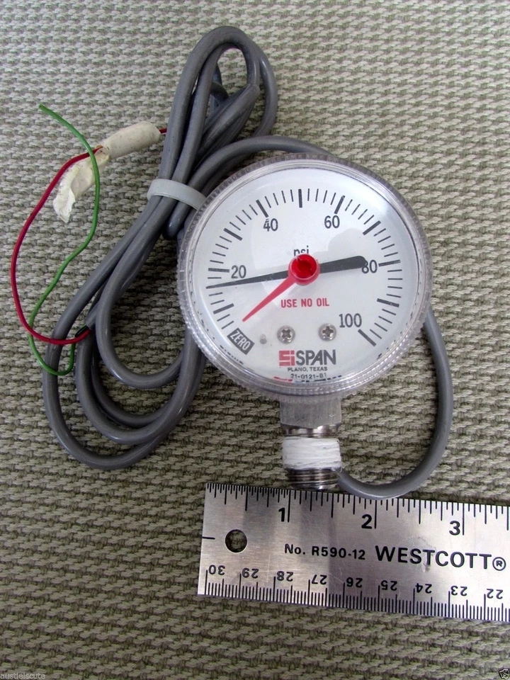 SI Span IPS-122 Type 2 0-100PSI Pressure Gauge Transmitter Millipore Descending - Image 1 of 4