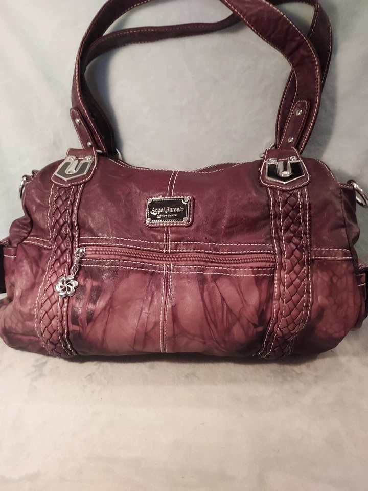 Angel Barcelo Burgandy Purple Pink Hobo Women's Handbags Purse Satchel Shoulder - Image 1 of 4