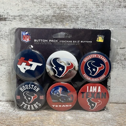 6-Pack NFL Houston Texans Football NFL Backpack Pins Buttons Set 2" Brand New Cover