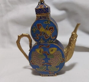 Old Chinese miniature cloisonne teapot H9cm * W8cm - Picture 1 of 7