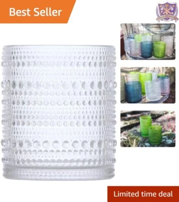 Elegant 10 Oz Double Old Fashioned Glasses – Vintage Hobnail Design, Set of 6 - Image 1 of 4