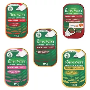 John West Mackerel Fillets Selection Skinless Boneless 115g - Picture 1 of 6