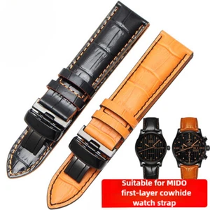 Hochwertiges Echt Leder Uhrenarmband für MIDO mit Butterfly Verschluss 22 23 mm - Bild 1 von 10