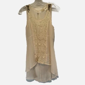 Anthropologie Day Trip Size S Beige Floaty Sheer Lightweight Blouse - Picture 1 of 5