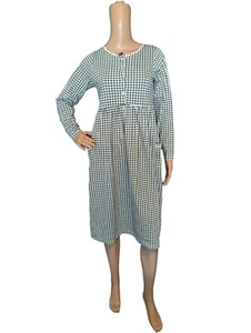 Vintage Youth Cottagecore Gingham Plaid Midi Dress Crochet Trim Pockets Size XL - Picture 1 of 9