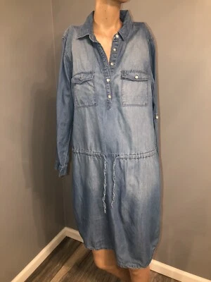 Gloria Vanderbilt Women's Tabbed Sleeves Blue Denim Jean Dress W Pockets Size S Foto 1 de 4