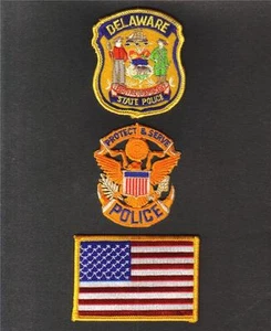 JUEGO DE PARCHES NOVEDOSO BANDERA DE LA POLICÍA ESTATAL DE EE. UU. BANDERA Costura en hierro sobre hierro 3 piezas nuevo - Imagen 1 de 1