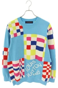 Louis Vuitton 21SS RM211 ZTB HKN75W Giant Damier Crew Neck Knit Mens L Used - Picture 1 of 3