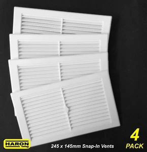 4 x White Air Vents Snap-In - 245 x 145mm - Plastic Grille Louvre - Bild 1 von 12