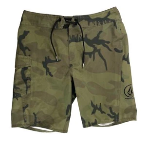 Volcom Men's Board Shorts Adjustable Waist w/ Pocket, Camouflage Camo Green, 27 - Picture 1 of 9