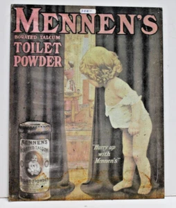 Rare Mennen's Toilet Powder Tin Promotional Vintage Sign 1990s Ads 13" x 16" - Picture 1 of 2