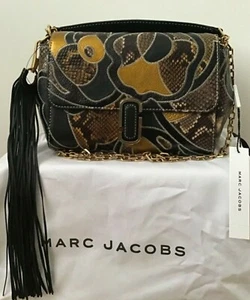 Bolso de Hombro Marc Jacobs Dorado Multi J Marc Serpiente Retazos Cuero Nuevo con Etiquetas - Imagen 1 de 12