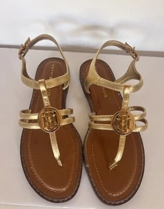 Tommy Hilfiger Gold Flat Brailo Sandal Women’s Size 8.5 - Picture 1 of 10