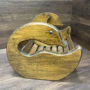 Vintage Hand Carved Swan Magazine Holder - BOHO/MCM - Picture 1 of 18