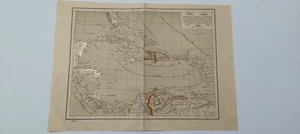 Ottoman Period Central America and Antilles Island Map Matbaa-i Amire 1309 - Picture 1 of 2