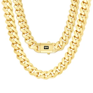 10k Yellow Gold Royal Monaco Miami Cuban Link 17mm Chain Mens Curb Necklace 22" - Picture 1 of 10