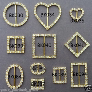 100 pcs Crystal Rhinestone Gold Buckle Square Rectangle Round Oval Heart Diamond - Picture 1 of 14