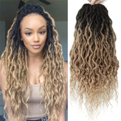 Extensiones de cabello con extremos rizados de ganchillo de locs de imitación de diosa de 16" 24" Foto 1 de 4