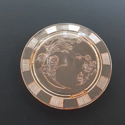 Pink Depression Glass Footed Cake Plate, Federal Glass SHARON or CABBAGE ROSE - Image 1 of 4