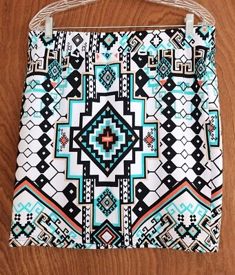 Minifalda corta BEBE para mujer 2B XL patrón azteca suroeste multicolor Foto 1 de 4