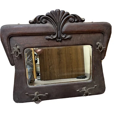 Espelho antigo raro dos anos 1880-início dos anos 1900 30,5” A X 36,5” L X 4” D *Ver descrição - Imagem 1 de 4