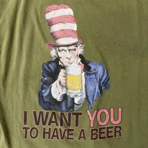 Vintage 90s Uncle Sam I Want You To Have A Beer T-Shirt Size Large USA Single - Bild 1 von 9
