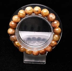 10.3mm Genuine Natural Yellow Kunzite Gemstone Crystal Round Beads Bracelet AAA - Picture 1 of 12