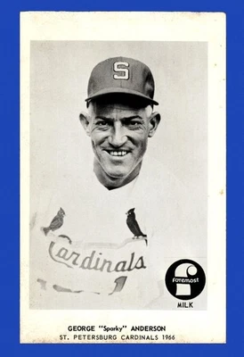 1966 年 Foremost Milk 圣彼得堡红雀队套装-Break Sparky Anderson VGEX — 第 1/2 张图片