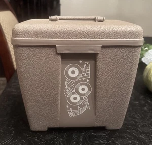 Lustro Ware Vintage 45 RPM Plattenkoffer hellbraun grau, 8,5" x 5,5", 60er/70er Rock - Bild 1 von 7