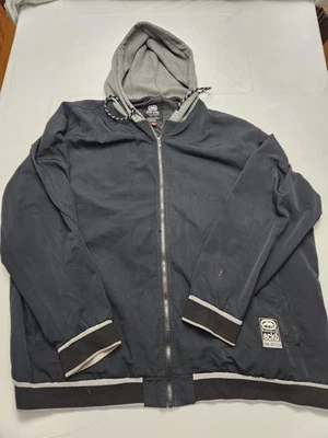 Ecko Unltd Jacket Mens 5XL Black Hooded Full Zip Rhino Patch Streetwear Bomber - Image 1 of 4