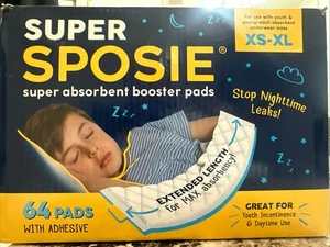 Super Sposie Max Absorbency Overnight Booster Pads for Diapers and Pull-Ups 64ct - Picture 1 of 2