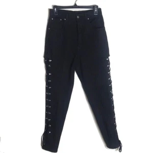 Stefano international ladies black lace up high waisted cotton pants size 14 - Picture 1 of 12