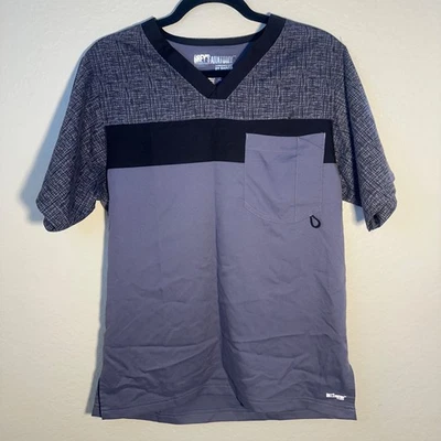 Grey's Anatomy by Barco Active Scrub Top XS Gray Black V-Neck Pocket - Image 1 of 4