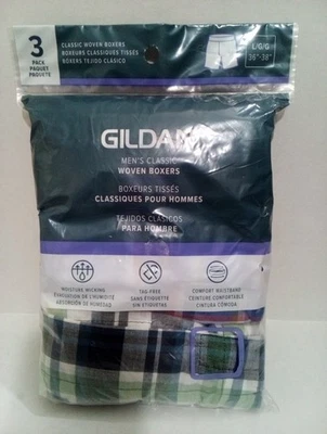 Paquete de 3 boxers tejidos clásicos a cuadros Gildan grandes (36-38) para hombre NUEVO Foto 1 de 3