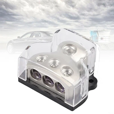 3Way Power Ground Amp Distribution Block 1*0 Gauge Input 3*4 Gauge Output - Image 1 of 4