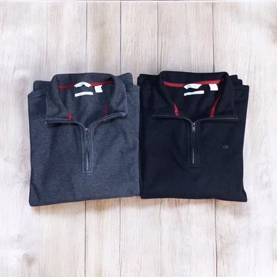 Suéter Pullover Calvin Klein Para Hombre Gris Negro Cuarto Cremallera Grande Lote De 2 Foto 1 de 4