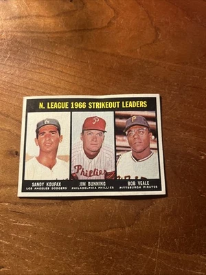 1967 Topps - Sandy Koufax, Jim Bunning, Bob Veale #238 1966 Strikeout Leaders Foto 1 de 2