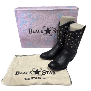 Black Star Women's Marfa Star Inlay Studded Leather Western Boot Black Size 8 - Picture 1 of 11