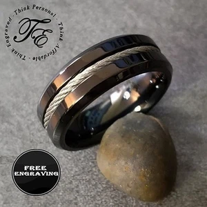 Alianza o anillo de promesa personalizado con cable de alambre para hombre - Imagen 1 de 11