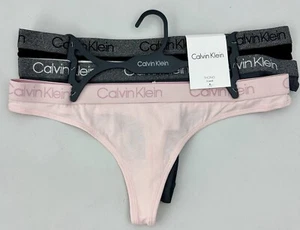Damen M Calvin Klein Tanga 3er Pack hellrosa, dunkelgrau & schwarz 95% Baumwolle - Bild 1 von 7