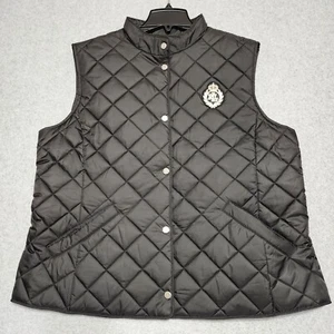 Gilet trapuntato Lauren RALPH LAUREN con toppa logo ricamato e tasche XL nero nuovo con etichetta - Foto 1 di 15