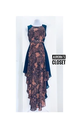 YA LA маленький ржавчины цветочный шифоновое платье высоты низкий длинный спереди короткие стороны  - Изображение 1 из 4